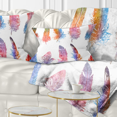 Rainbow Feathers - Animal Printed Throw Pillow