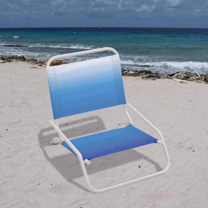 Chaise de plage 1 position bleue / blanche Rio Brands
