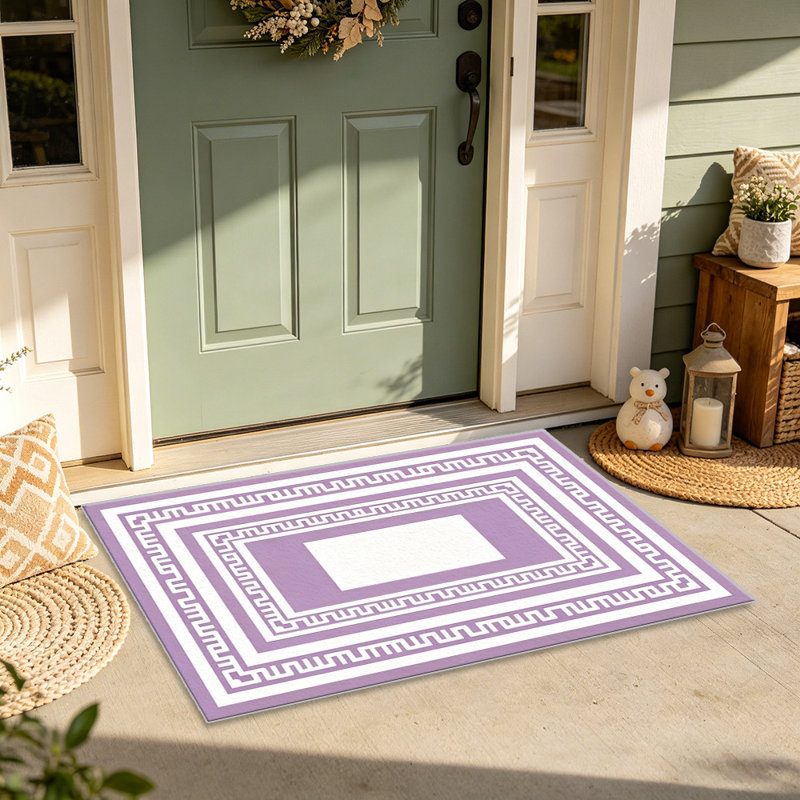 Purple Greek Key carpet-easy to clean, machine-washable, soft and comfortable; suitable for door mats, kitchens, living rooms, bedrooms, corridors, and laundry areas. Easy to clean, durable carpet for home decoration.