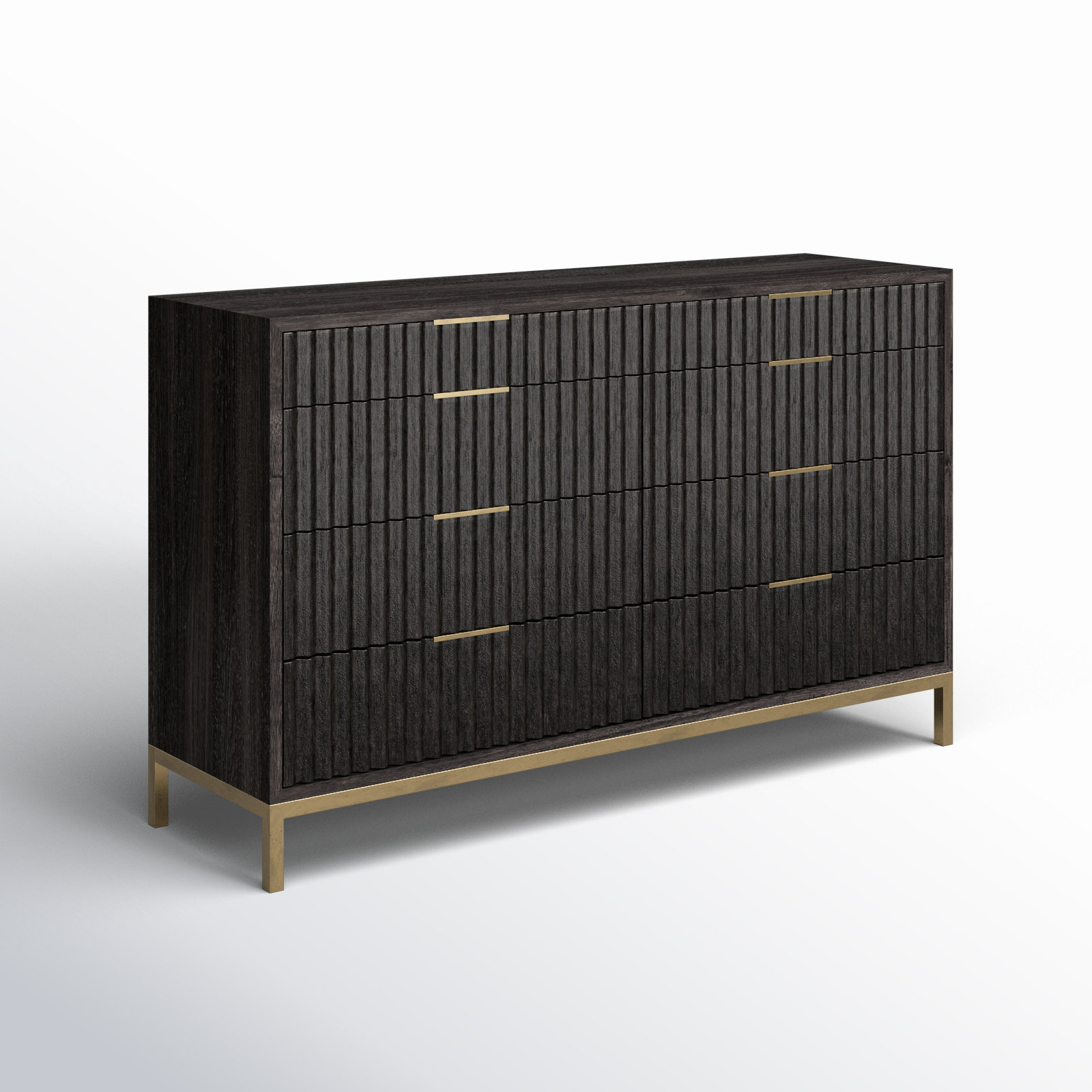 Elyza 8 Drawer 62" W Double Dresser, Black
