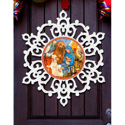 Décoration murale suspendue figurine de porte en flocon de neige suspendue crèche