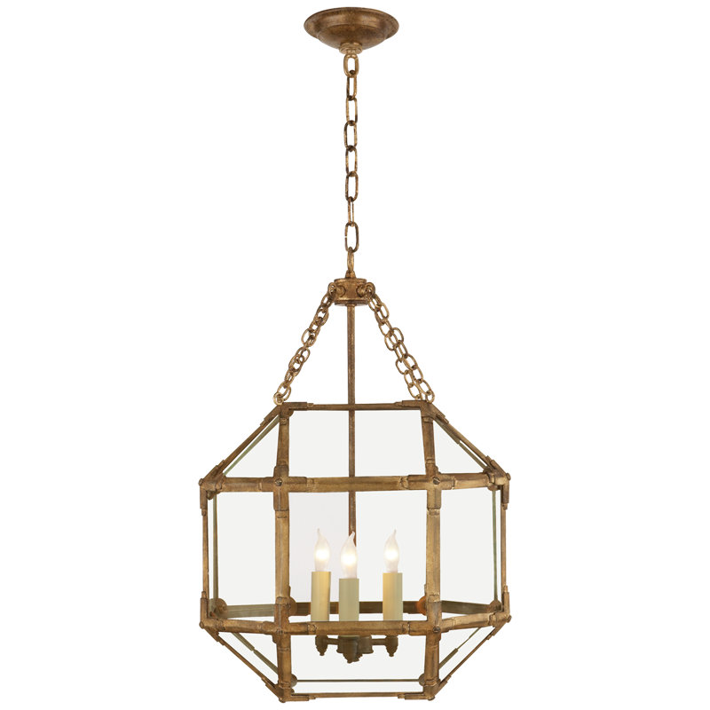 Suzanne Kasler Morris Small Lantern, Gold, Clear, 21.5" H x 13.5" W x 13.5" D