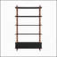 Bibliothèque avec bibliothèque et bibliothèque en bois de 74,4 pouces de hauteur, étagères et tiroirs de rangement noirs à 5 niveaux, tablettes modernes autoportantes en placage de bois massif, salon, salle d'étude, cuisine