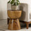 Table de bout sculpturale en bois massif en forme de sablier