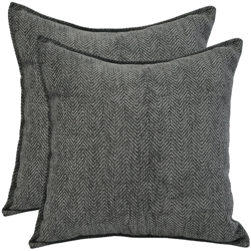 Chevron Throw Pillow Covers Soft Chenille Cushion Pillowcases, 18" H x 18" W, Gray, Polyfill