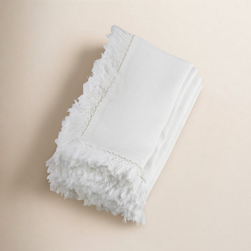 Refined Rustic Fringe Edge 20" Napkin, White