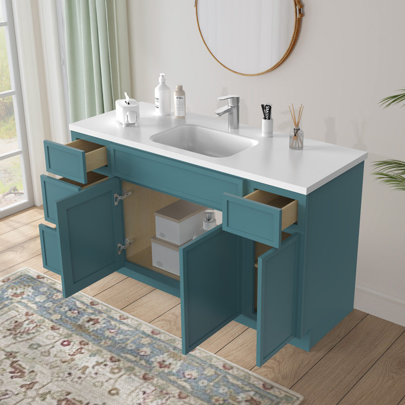Base de meuble-lavabo simple 60 po seulement, Bleu sarcelle