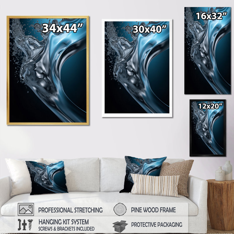 Black Waveform Dreams - Imprimé, Cadre photo noir simple, H 20 po x l 12 po x P 1 po