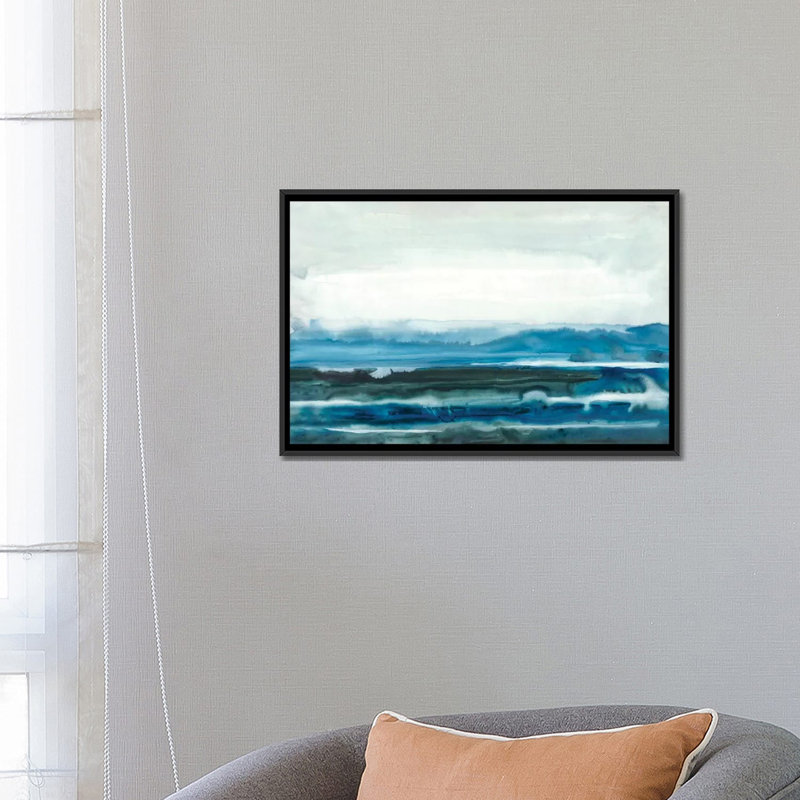 «Lake Country I», reproduction sur toile, Toile encadrée noire, Pas de tapis, H 32 po x l 48 po x P 1,5 po