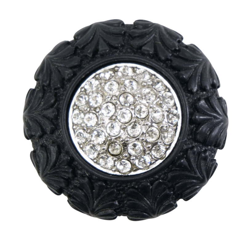 VERONA KNOB; CLEAR CRYSTAL;, Black, 1 3/8"