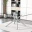 Table moderne en verre minimaliste moderne avec pieds en métal trempé et argent, pour 4 à 6 personnes, pour le grand coin repas de la cuisine