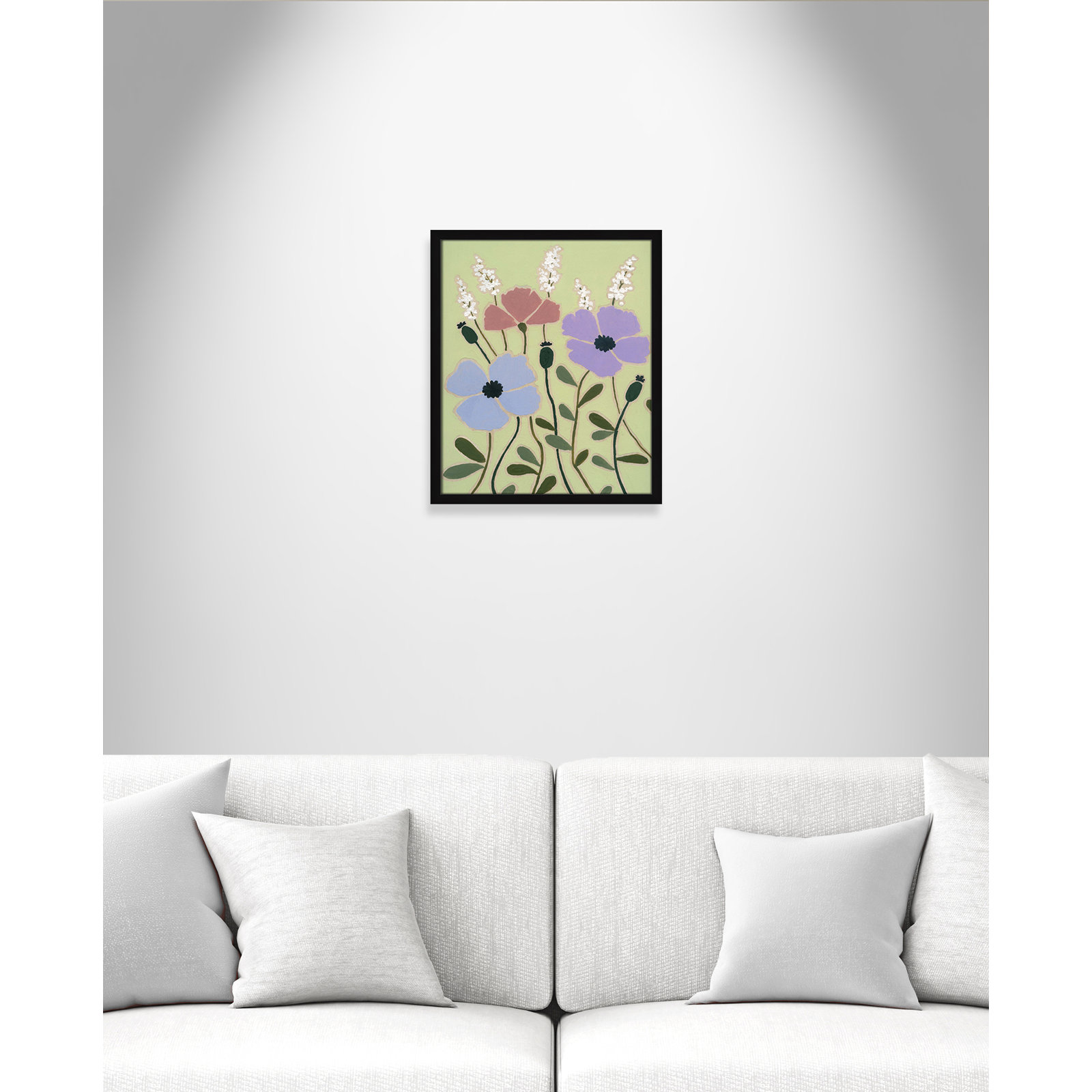 Maura "Woodblock Floral III" Print, Satin Black Framed, 19" H x 16" W x 1.25" D