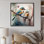 Oiseaux bleus sur une branche I - animaux, art mural floral, salon
