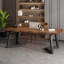 Bureau rectangulaire en bois massif brun noyer + noir-1676316404