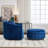 Upholstered  Swivel Barrel Armchair With Ottoman-48643586