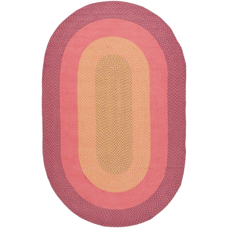 Georgina Hand Woven Cotton Striped Rug, Oval 5' x 8' 
