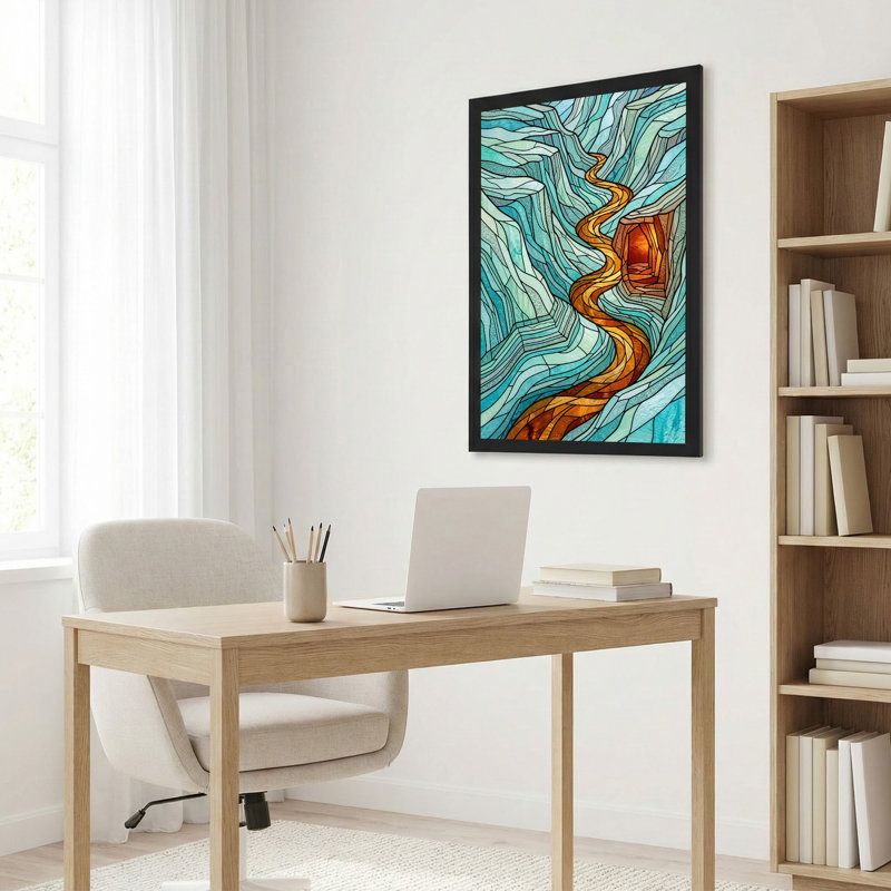 «Blue Mountain Canyon», art mural sur toile en verre coloré, H 24 po x l 16 po
