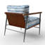 Chaise rembourrée rayée - bleu et blanc-1269708638