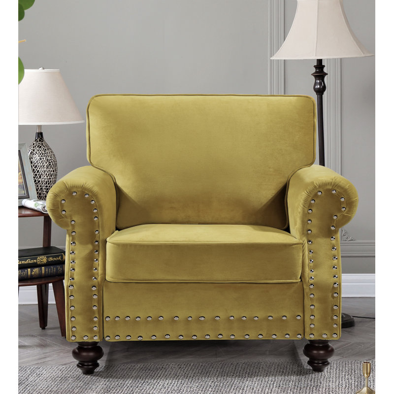 Fauteuil capitonné de 37,79 po de largeur Feingold, Jaune vif