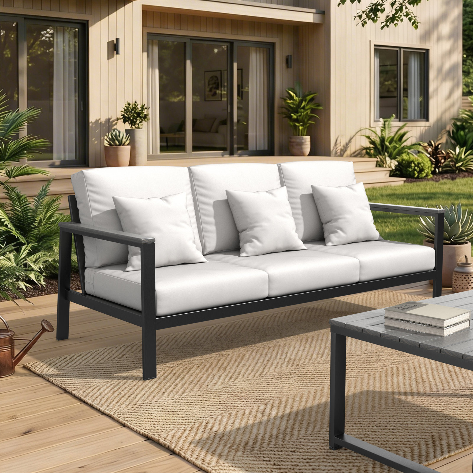 Townsend 80" Sunbrella® Patio Sofa, Sunbrella® Canvas Natural, Yes, Coastal Gray