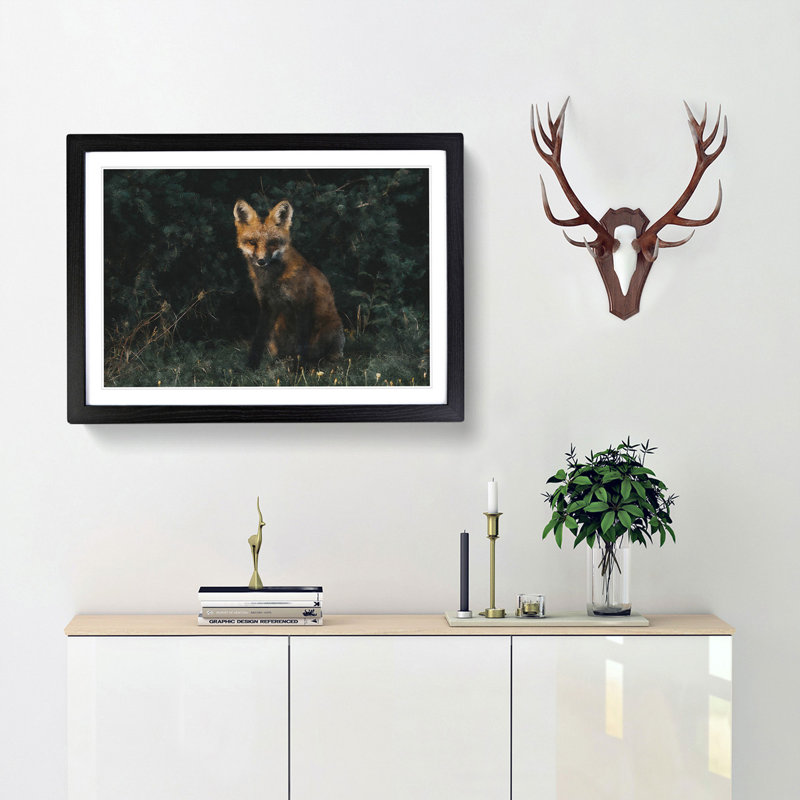 Portrait of a Fox - Picture Frame Painting Print, Black Framed, 24cm H x 33cm W x 2cm D