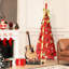 Arbre de Noël rouge de 6 pi avec 150 lumières DEL blanc chaud, entièrement décorées avec des éléments festifs