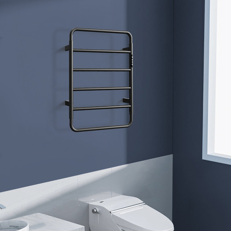 Chauffe-serviettes électrique mural en acier inoxydable 18,7 pouces Topcraft, Noir mat