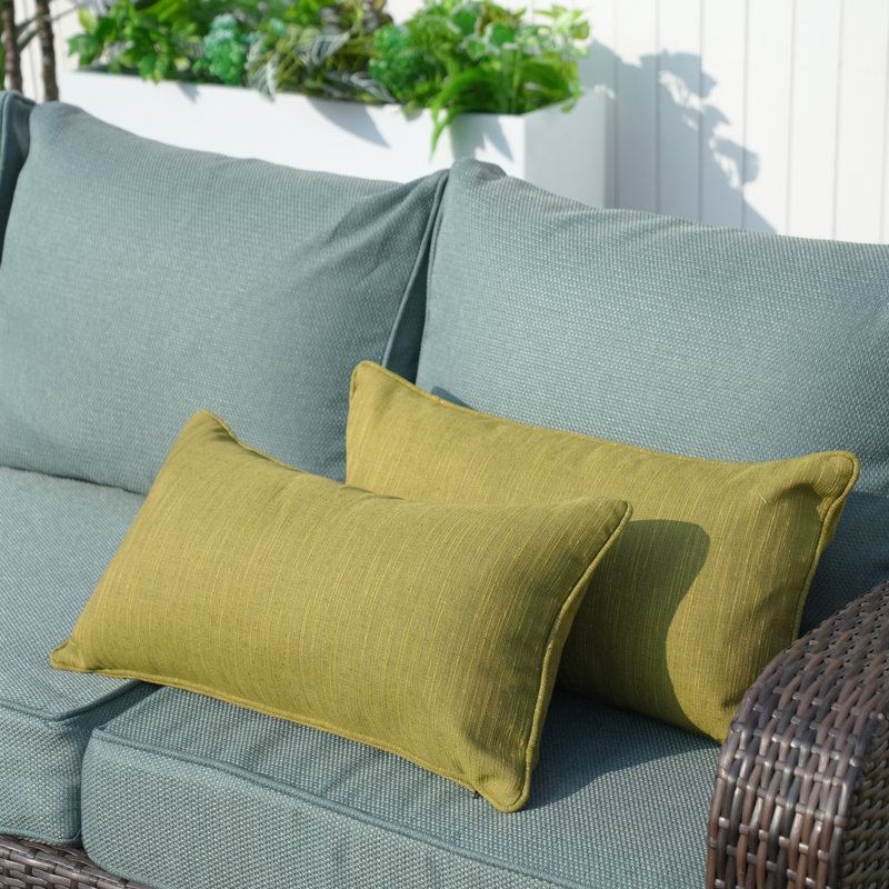 Housse et insert de coussin intérieur / extérieur en polyester , 11,81 po x 21,65 po, Gingembre, Coton