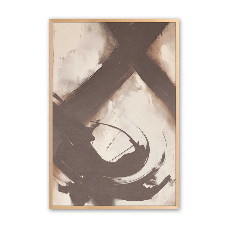 Tourbillon abstrait de Sienne I, H 21 po x l 17 po, Érable brut encadré