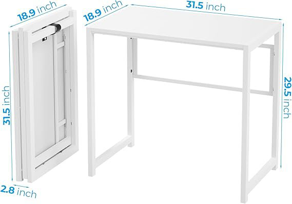 Desk No-Assembly,31.5 In Small Desk For Small Spaces Computer Desk For Home Office,Space Saving Foldable Table Study Writing Desk