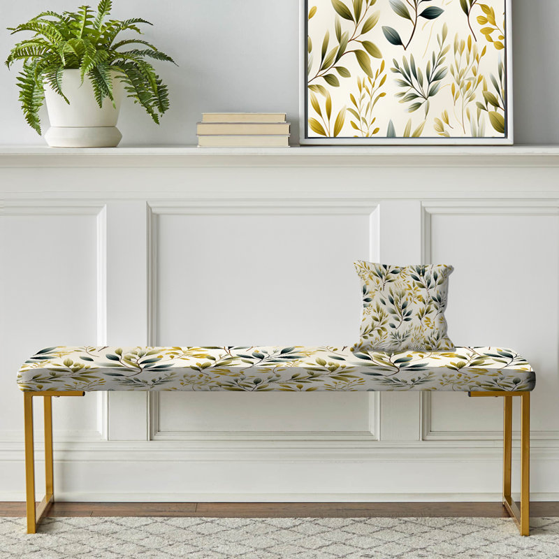Tranquil Leaves I - Banc rembourré Plants Gold