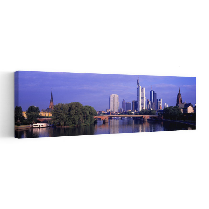 Horizon, rivière principale, Francfort, Allemagne, architecture abstraite moderne, art mural, H 60 po x l 20 po