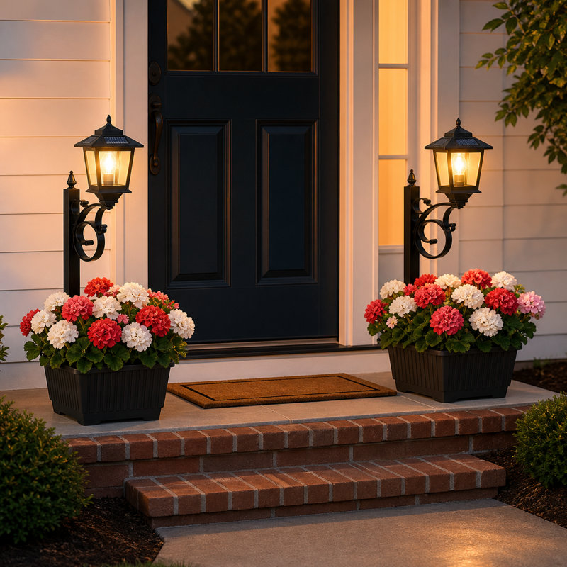 Lampadaire solaire avec pot de fleurs, 1