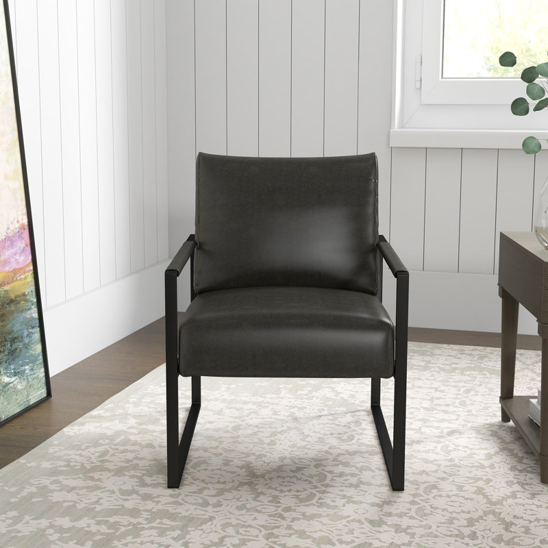 Faux Leather Armchair, Dark Grey