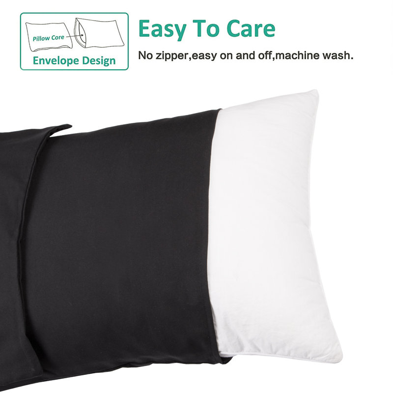  Housse de coussin en microfibre, Taies d'oreiller pour grand lit, Noir