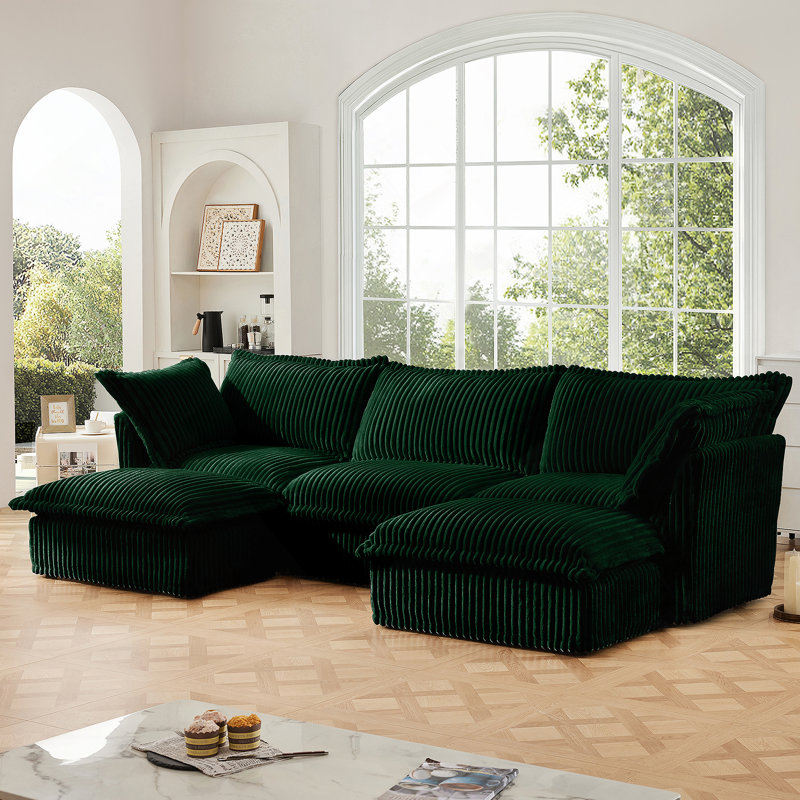 Canapé modulaire confortable avec plusieurs coussins pour le salon, Vert