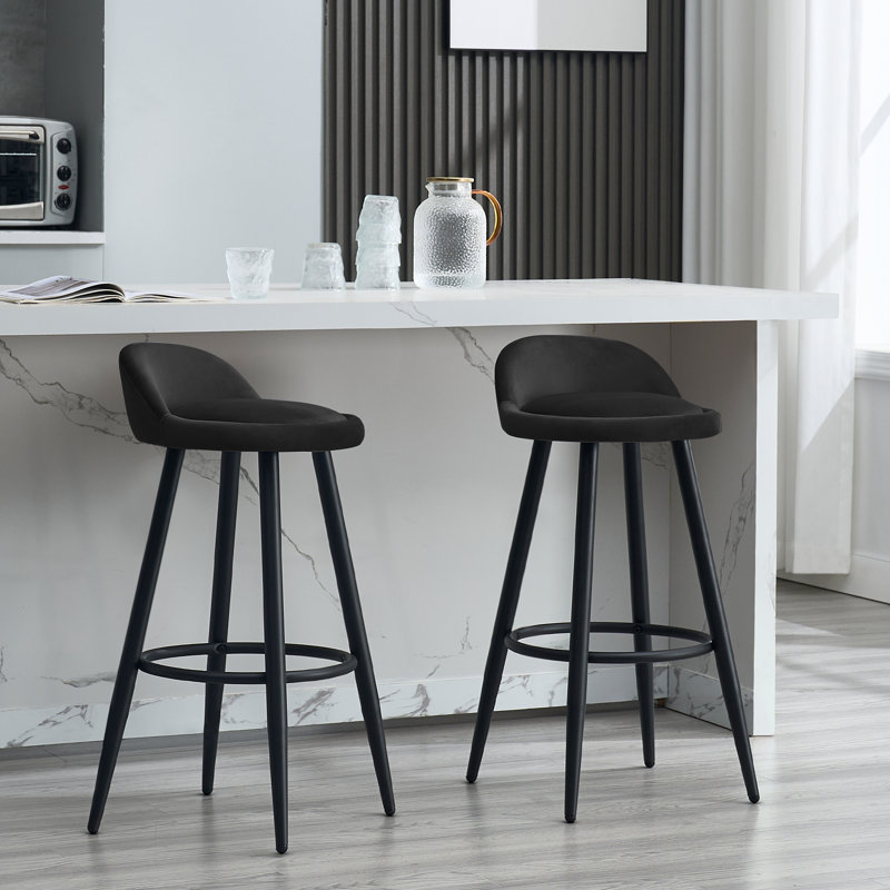 Askern Upholstered Counter Stool, Black, 2