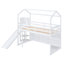 Wood House Loft Bed With Slide