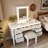 Vanity Desk With Mirror And Lights, 7 Drawers And Cushioned Stool-118263968