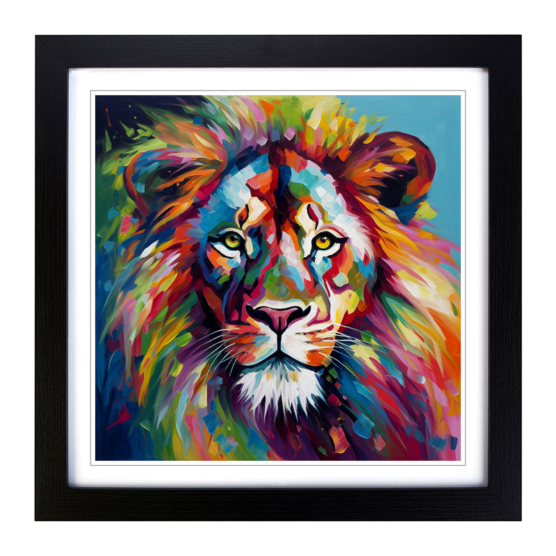 Lion Fauvism - Framed Print, Black