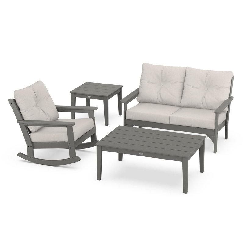 Vineyard 4-Piece Deep Seating Rocker Set, Cast Ash, Slate Grey