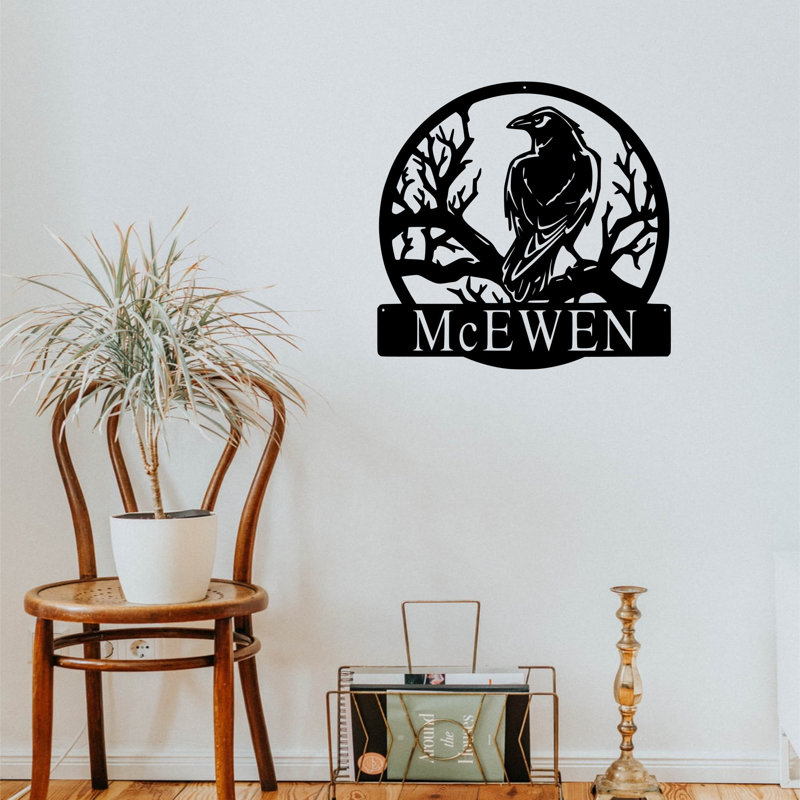 Décoration murale monogramme de corbeau, H 30 po x l 30 po x P 0,25 po, Oui