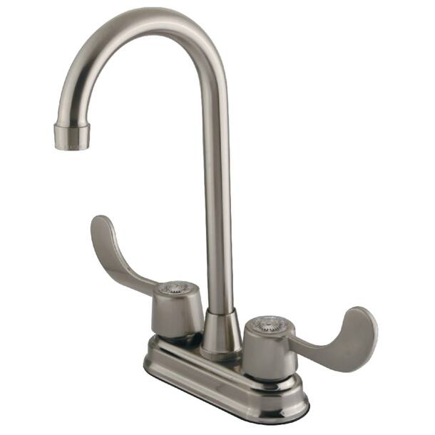 Kingston Brass Nufrench Double Handle Deck Mount Kitchen Faucet with ...