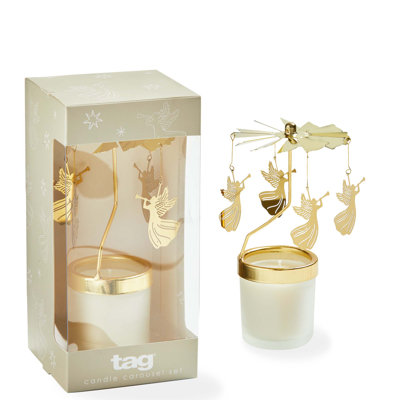 Porte-bougie ange en forme de carrousel Snowcap
