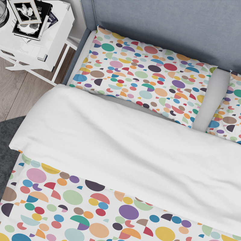 Ensemble de housse de couette abstrait Mid-Century, Housse simple et 1 taie décorative