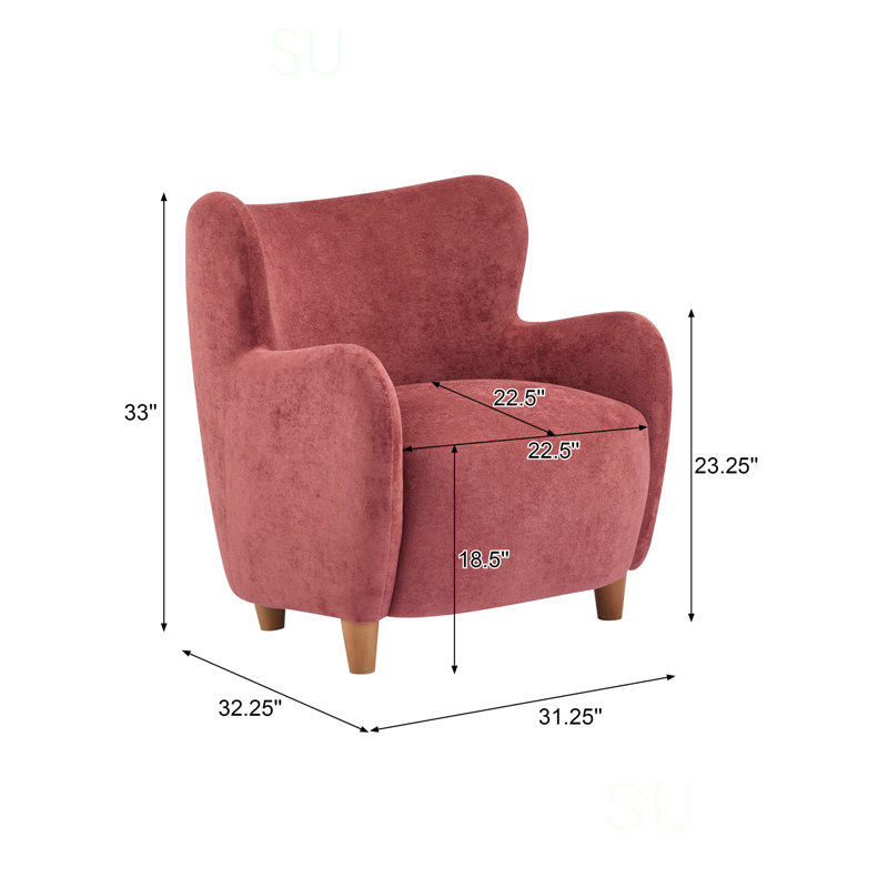 Fauteuil d'appoint rembourré Reshami, Rouge