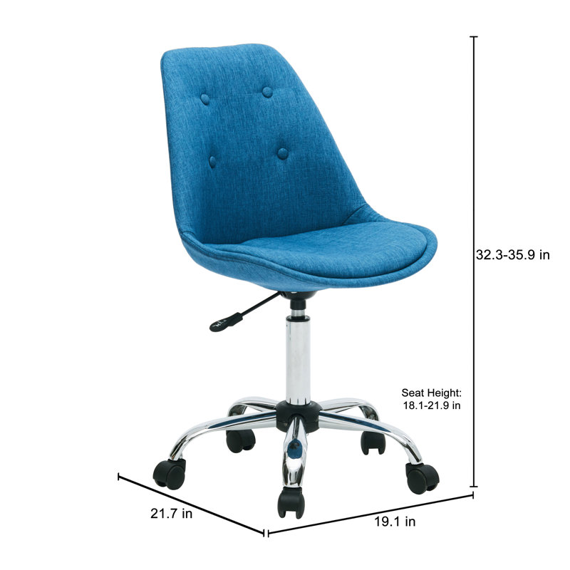 Chaise de travail en tissu Gina, Bleu