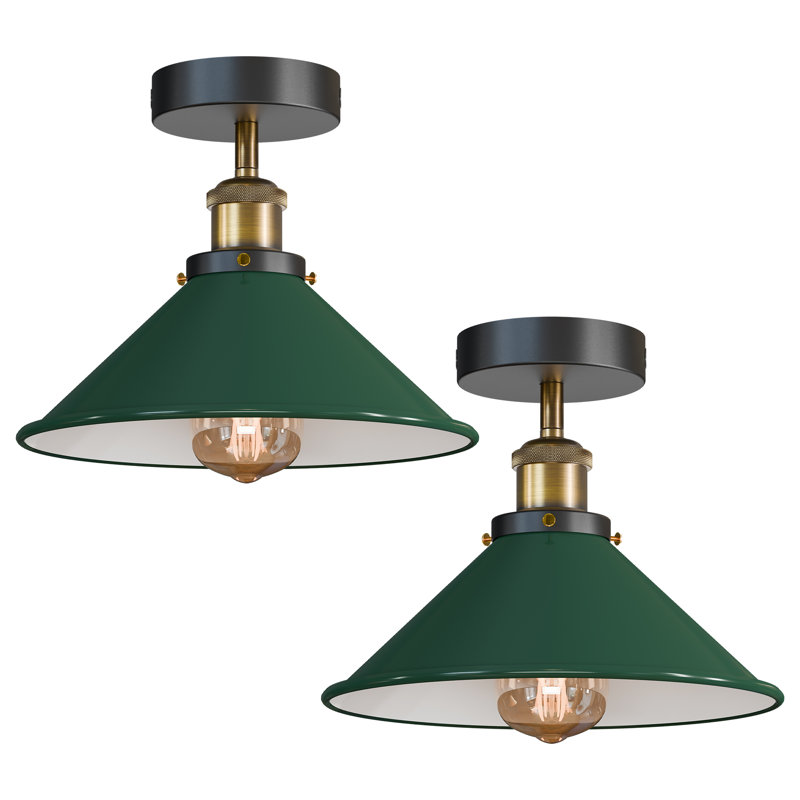 Semi Flush Mount, Green, Black