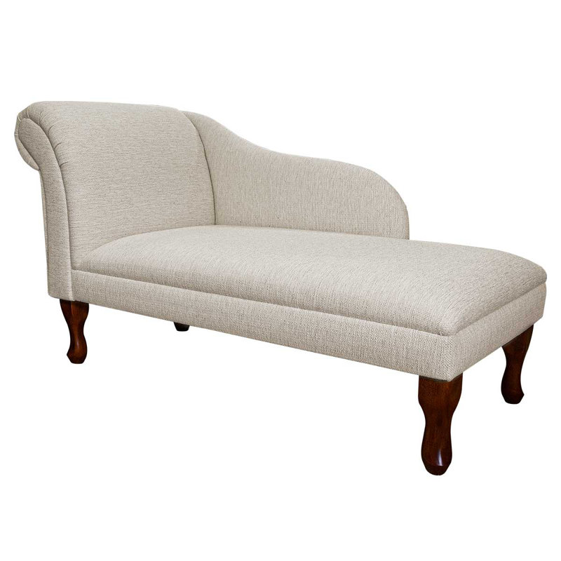 Upholstered Chaise Lounge, Dark Brown, Light Beige