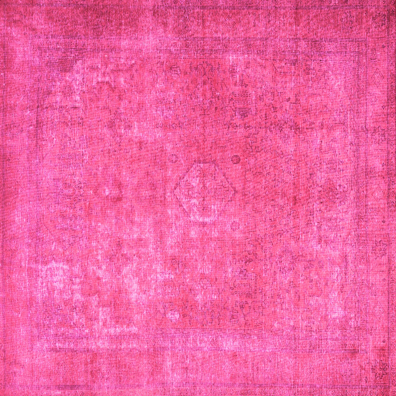 Tapis oriental en laine / polyester tissé à la machine en rose, Carré 4 pi